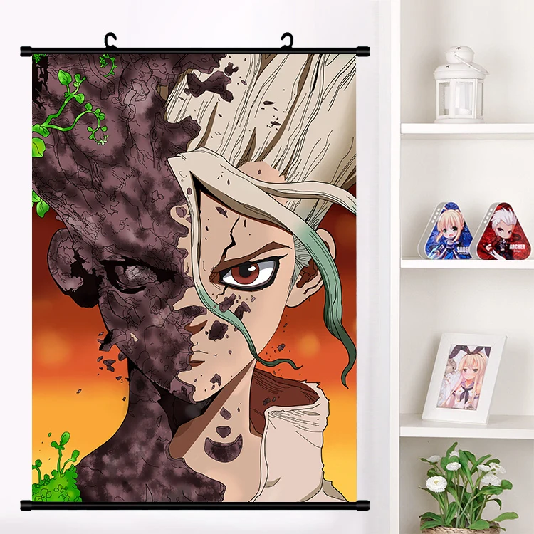M Аниме Dr. STONE Ishigami Senku Shishio Tsukasa Настенная роспись настенный плакат Otaku коллекция домашнего декора художественный подарок - Цвет: M