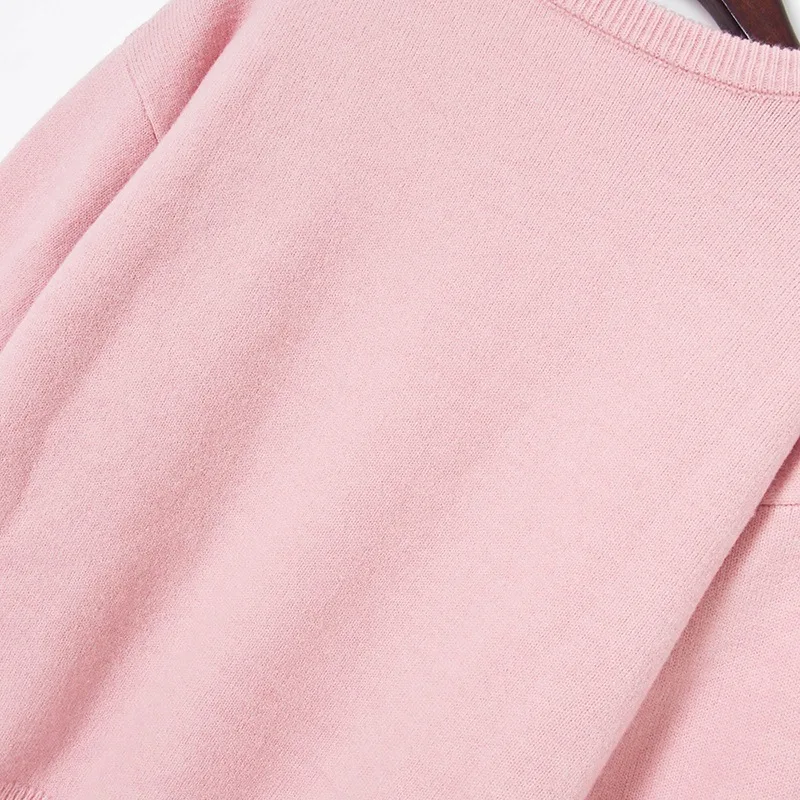 2021 Autum Winter New Sweet Lace Bead Bow Round Neck Knitted Sweater Girls OL Slim Pullover Women's dropshipping | Женская одежда