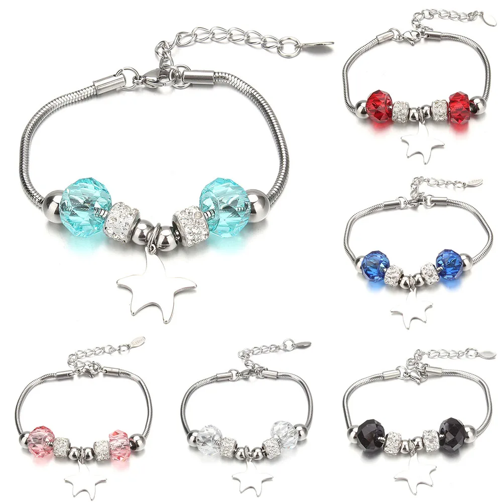 Новинка, модный браслет с подвесками и браслеты в форме морской звезды, 6 цветов, брендовые браслеты для женщин, ювелирные изделия, подарок подруге для девушки