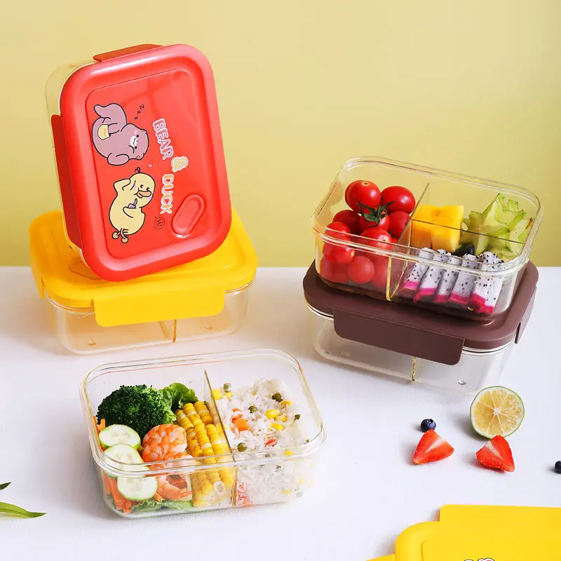 

Cartoon Plastic Insulated Lunch Box Explosion-proof Office Worker Microwave Oven Lunch Box Student Sealed Leak-proof Lunch Box