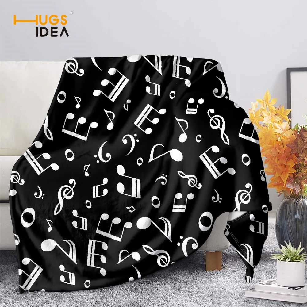 

HUGSIDEA Music Note Print Plush Blanket Spring Autumn Sofa Nap Knee Blankets Adult Portable Plush Blankets Mantas De Cama