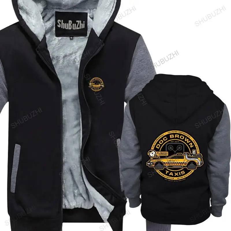 

Men thick hoodies pullover Doc Brown Taxis Back To The Future warm hoody homme bigger size fleece jacket male warm coat
