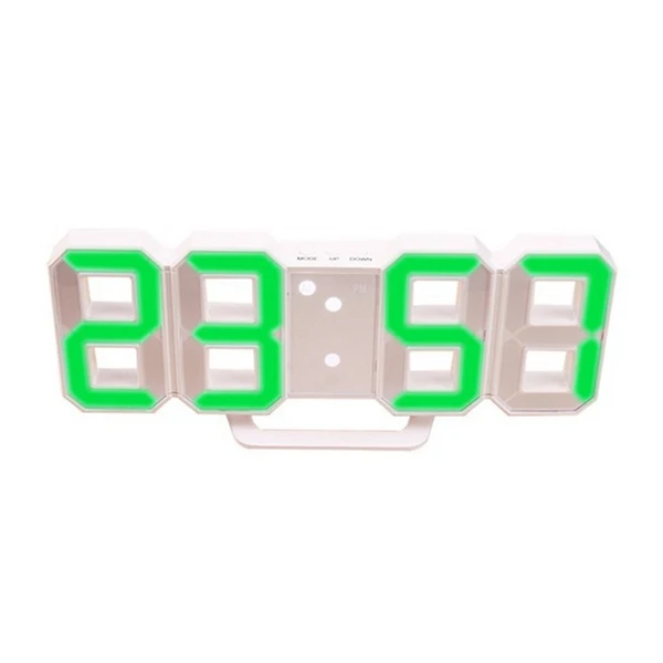 White green 3D светодиодный настенные часы современный дизайн цифровые настольные часы будильник ночник Saat reloj de pared часы для дома гостиной украшения - Цвет: White green