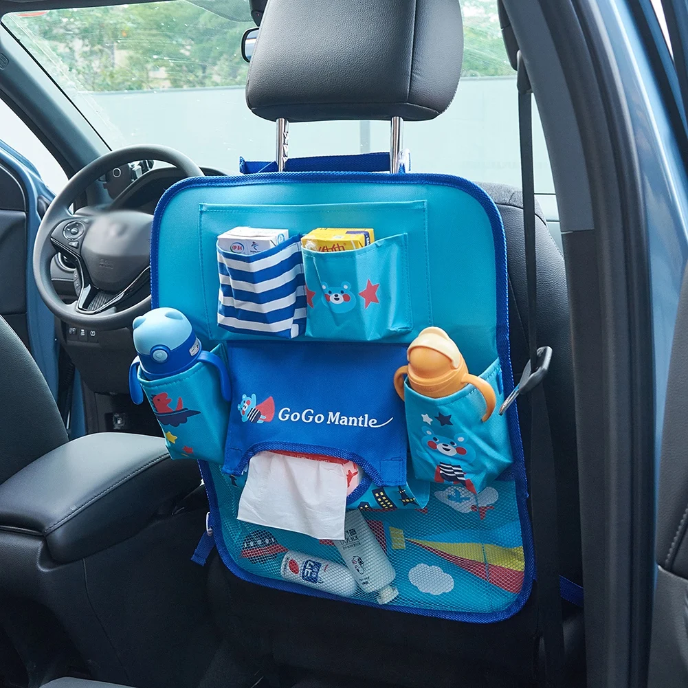 

Car Backseat Organizer for Kids Child Toy Organiser Kick Mats Cartoon Seat Back Multi-pocket Oxford Cloth Storage Hanging Bag