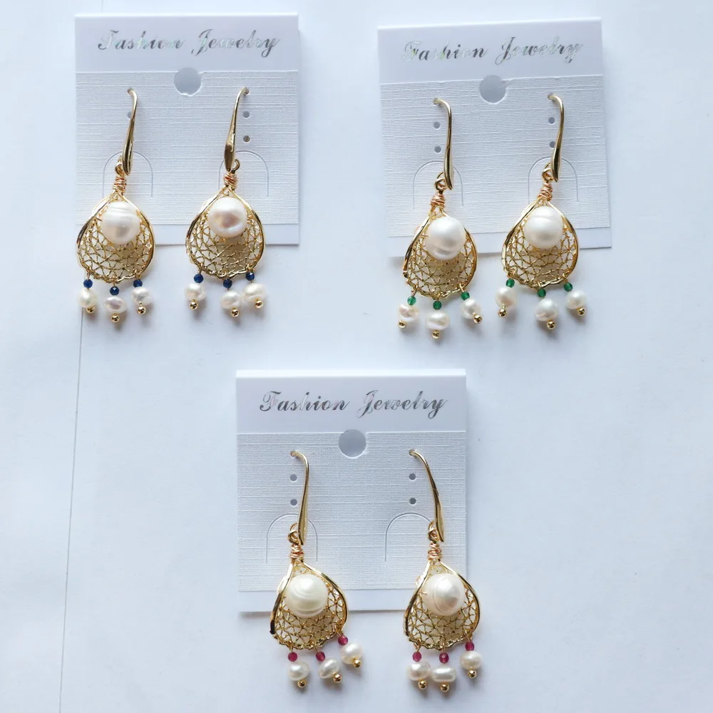 Серьги женские медные с пресноводным жемчугом | Украшения и аксессуары