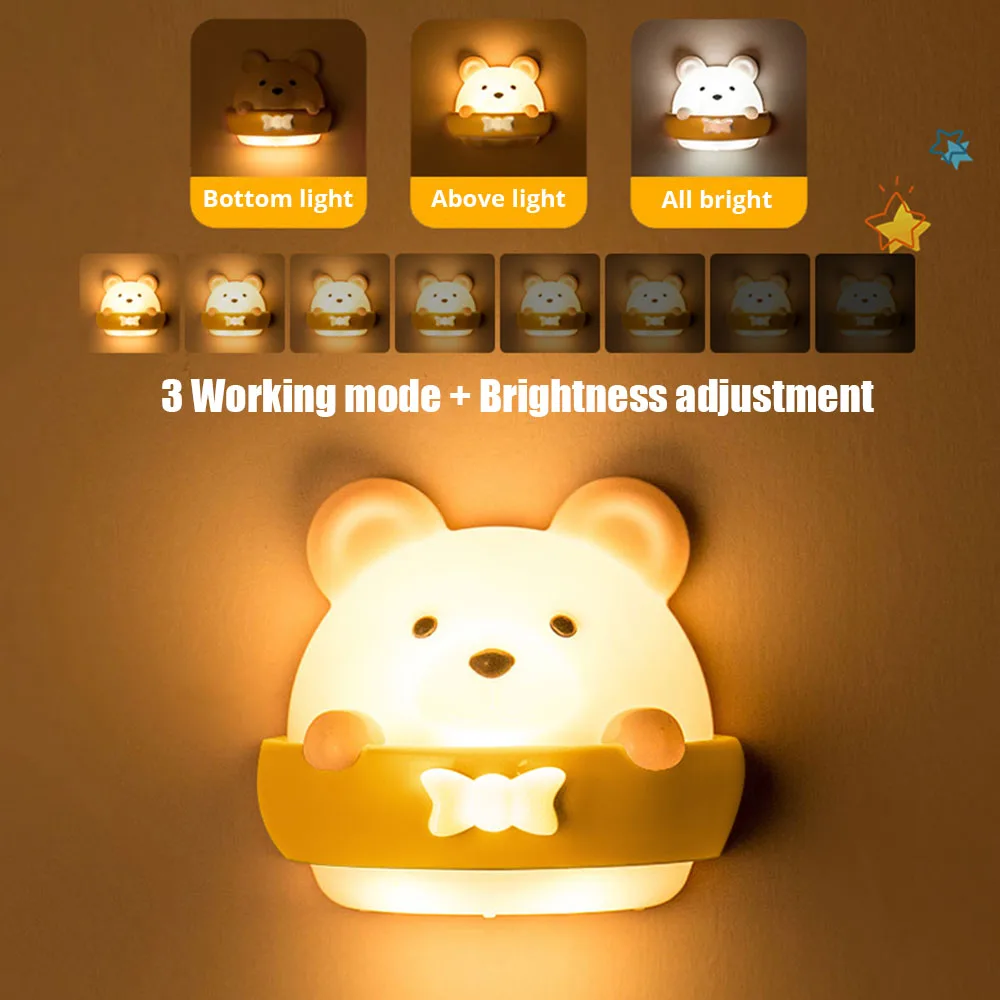 LED Night Light Timing lovely Table Lamp USB Rechargeable Wall Lamps with Remote Control Children Gift Bedroom Bedside Lights