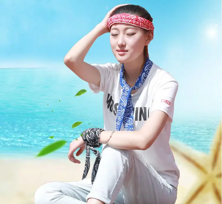 

Лед охлаждающая повязка на голову ручной работы с запахом наручные шарф бандана Открытая Летняя обувь Спортивное Полотенце для мужчин и женщин, женские аксессуары для волос оптовая продажа