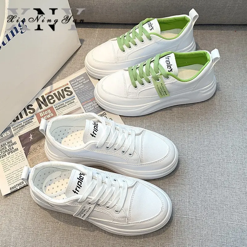 

Xiuningyan High Quality Women Flats White Sneakers Women Flat Platform Shoes Ladies Leather Spring Fashion Casual Shoes Woman