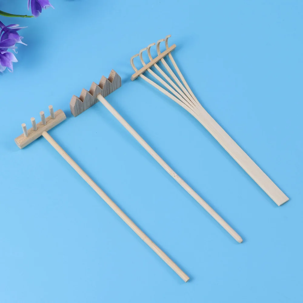 

6pcs Mini Bamboo Rake Miniature Mini Bamboo Farm Tools Tabletop Decoration