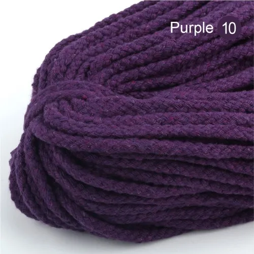 5M Dark purple 5 м/лот, 5 мм, толстый цветной декоративный витой шнур, чистый белый, красный, розовый, зеленый, черный, вязаный шнур, Котон, декоративная веревка - Цвет: 5M Dark purple