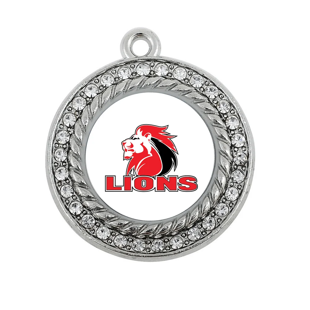 

S-RUGBY LIONS CHARM ANTIQUE SILVER PLATED CRYSTAL JEWJLRY