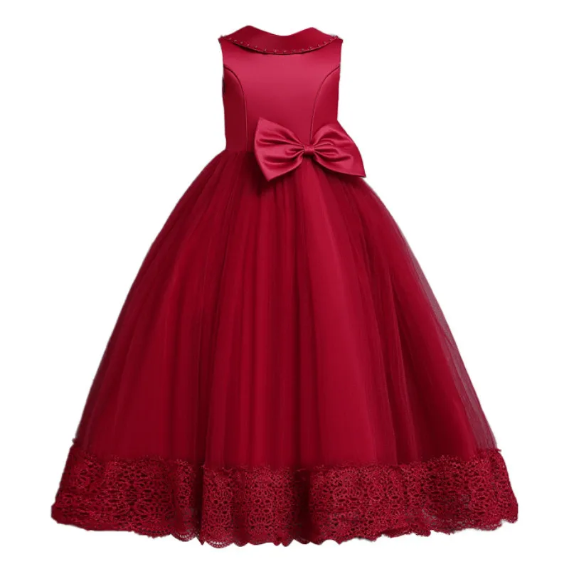 Новое кружевное платье принцессы Детское с цветочной вышивкой для девочек