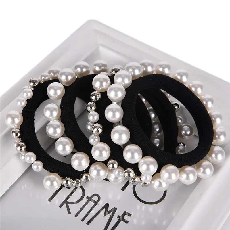 

1pc Rubber Band Rope Elastic Girls Scrunchie Ponytail Holder Pearl Beads Women Hair Bands Ties Accessories For Women