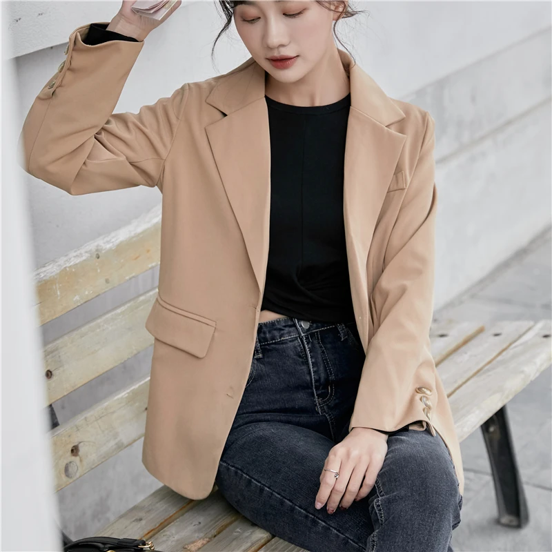 

Spring New Loose Women Casual Style Jackets And Coats Solid Fashion Oversized Blazer Female Clothes Blezer Feminina