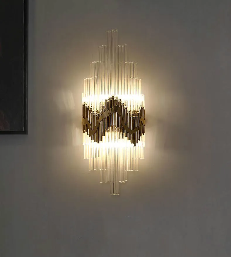 4 bulb G9 led crystal rod wall Lights Stainless Steel Wall Lamps for Living Room Bedside Europe Corridor mirror sconce 60CM|Комнатные