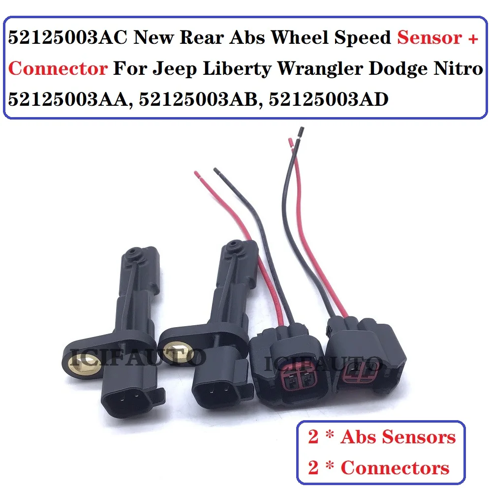 Conector y Sensor de velocidad de rueda Abs trasero 52125003AC para Jeep Liberty Wrangler Dodge Nitro 52125003AA, 52125003AB, 52125003AD, nuevo