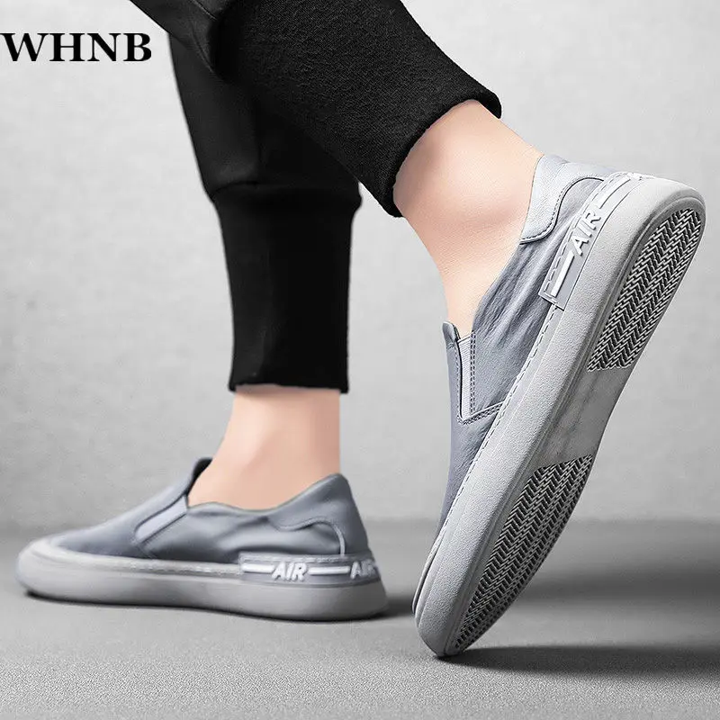 

WHNB 2021 Fashion Shoes Men slip on Loafers Canvas Shoes gray Men Casual Shoes Flat Slip on Male Footwear
