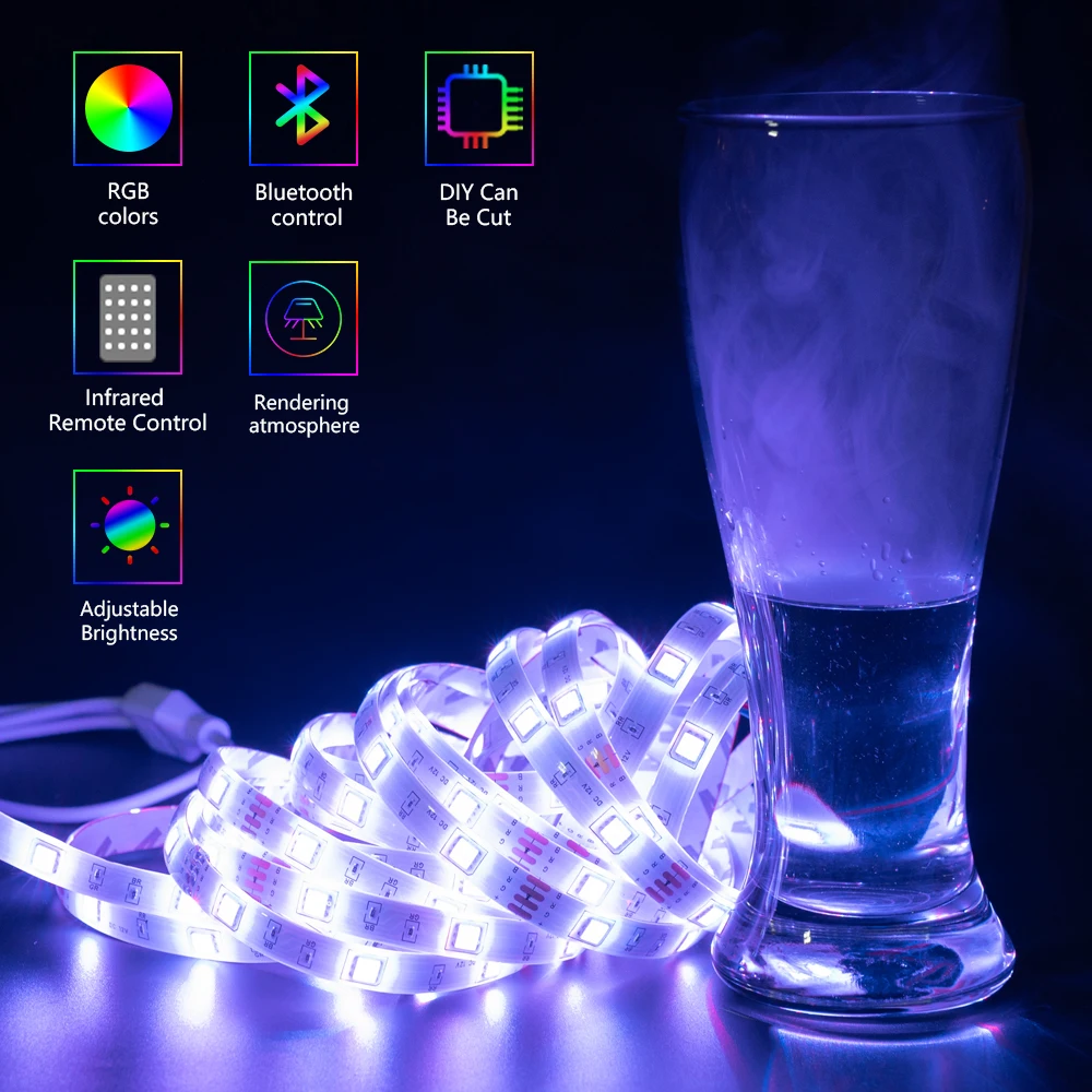 

LED Strip Light DC 5V SMD 2835 Flexible Lamp 2M 3M 4M 5M Tape Diode Desk Screen TV Background Lighting USB Cable 3 Key Control