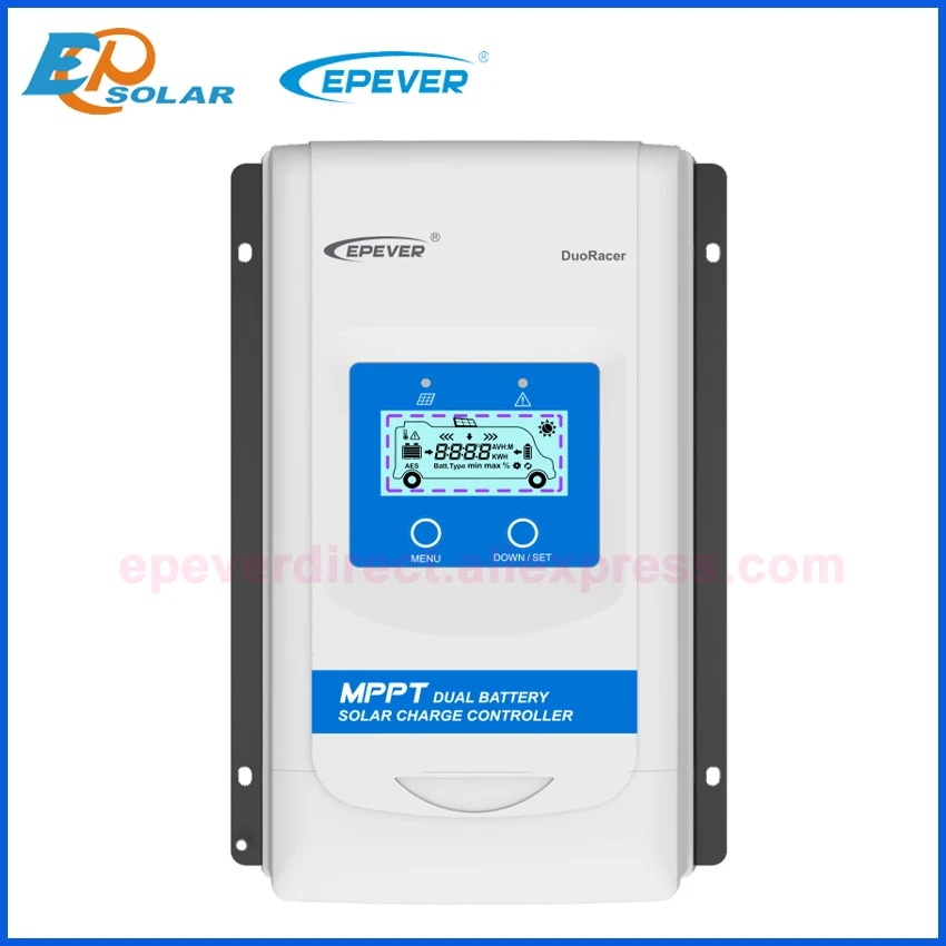 

Epever 30A 20A 10A Dual Battery MPPT Solar Controller Max PV 100V DuoRacer Battery Regulator 12V/24V with RS485 DR3210N-DDB