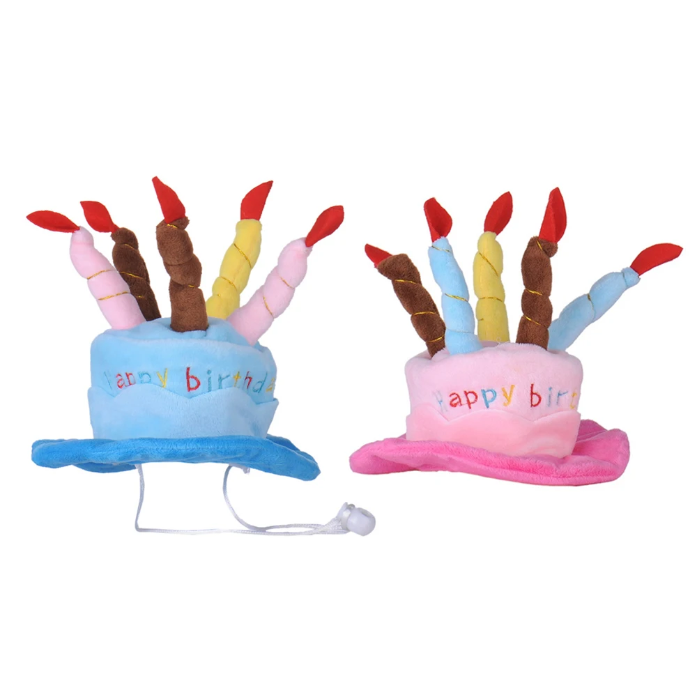 

Dogs Pet Dog Birthday Caps Hat with Cake Candles Design Birthday Party Costume Headwear Accessory