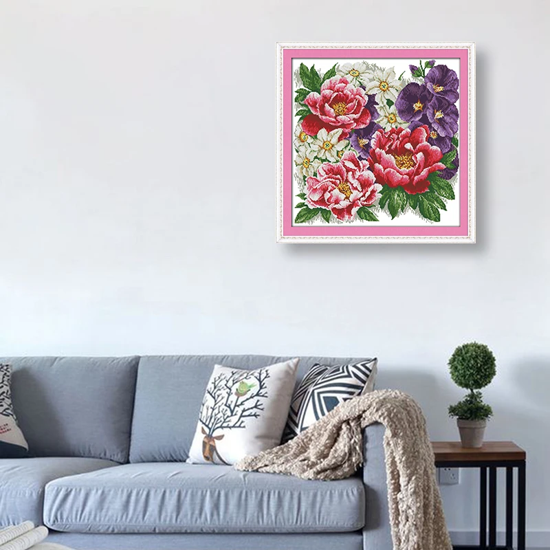 Картина для вышивки крестиком GG букет ярких цветов ручная работа китайская