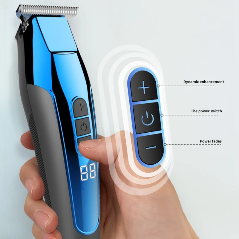 

Electric Hair Clipper USB Rechargeable Oil Head Electric Clippers Engraving Hair Clipper Men's Razor Children Hair Clipper(Blue)