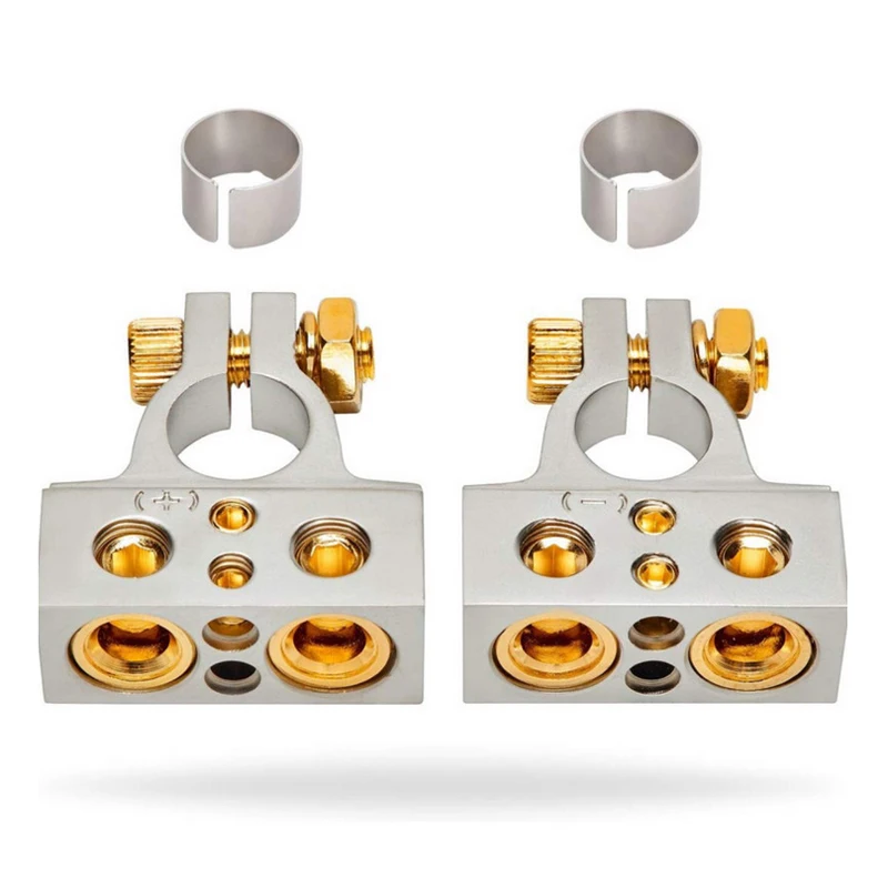 Mayitr 2pcs 2x0(2) GA2x8GA Car Audio Battery Terminal Connector Clamps Metal Positive Negative With Cover Parts Accessories | Автомобили и