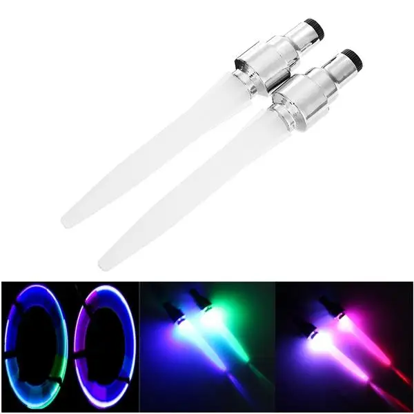 

2pcs Motorcycle Tire Valve Neon LED Lights Colorful Lamps W/ Button Batteries