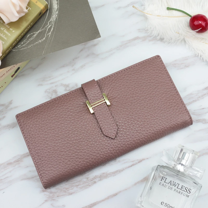 

Wallet Female Genuine Leather Wallet Tri-Fold Top Quality Women Long Coin Purse Many Card Slot Wallets Carteira Feminina