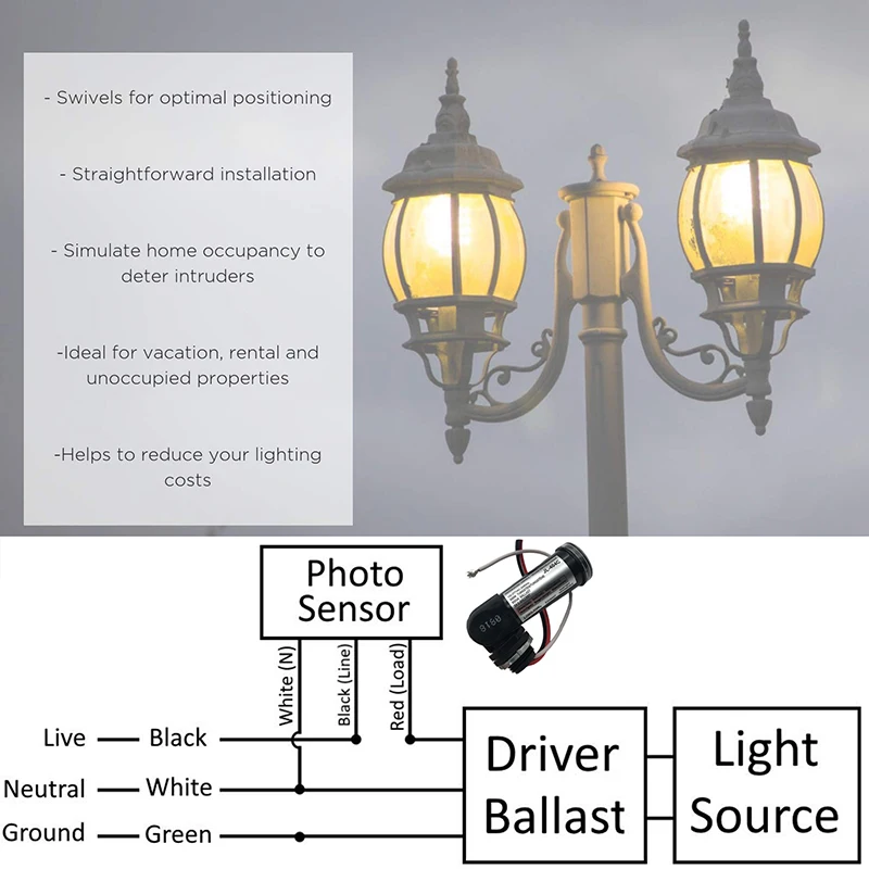 Упаковка из 10 шт. фотоэлемент Сенсор светодиодный заката до рассвета открытый