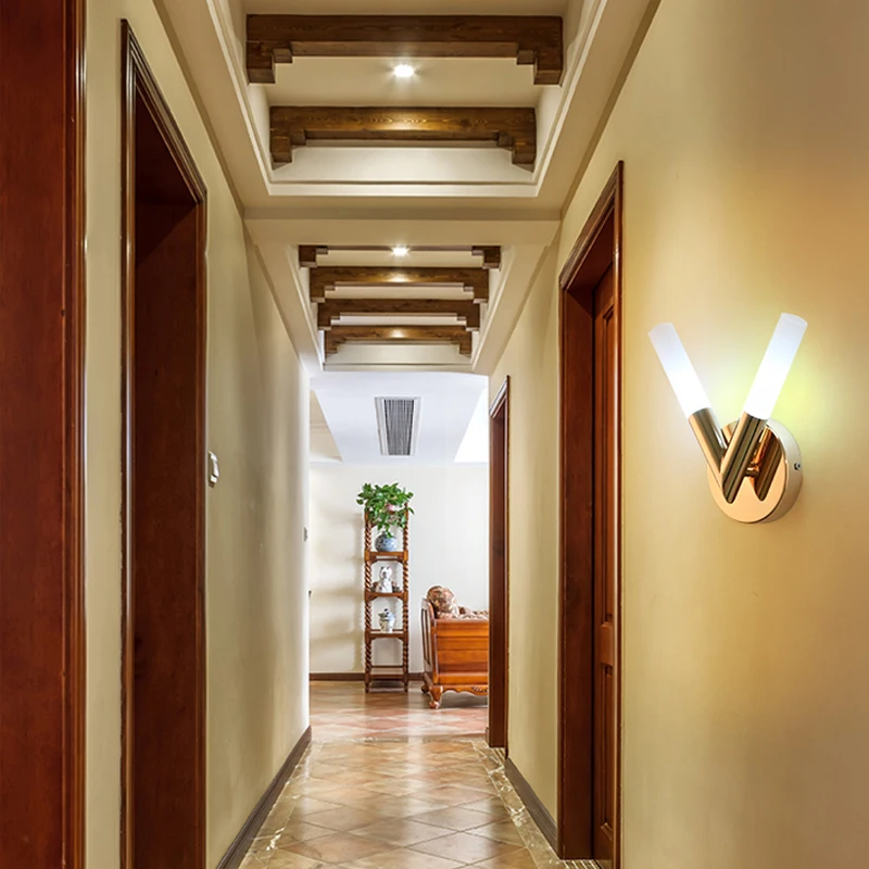 Современная Золотая настенная лампа FKL V-образный двойной светильник для отеля