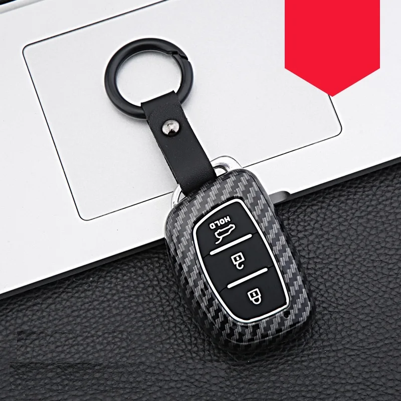 

Glossy Carbon fiber ABS Key Case Key Cover For Hyundai Tucson Creta ix25 ix35 i20 i30 HB20 Elantra Verna Mistra 2015-2019