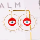 VIVILAD, Рождественская серия, гипербола, красные глаза, сердце, эмаль, кисточки, Женские Висячие серьги, INS, золотой цвет, сплав, круглые, вечерние, Brincos