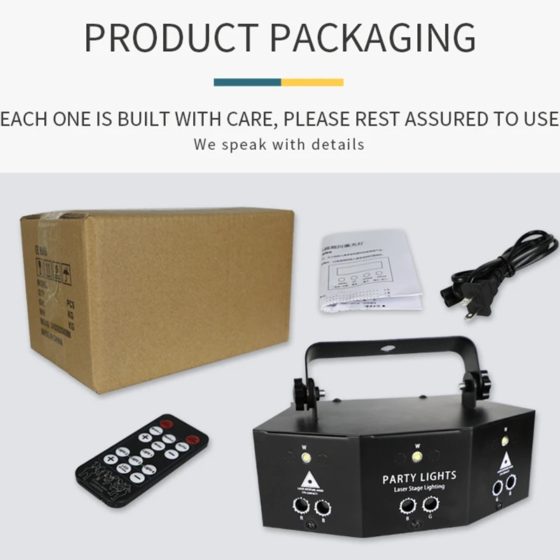 

Laser Projection Lamp DMX 9 Eyes Laser Strobe Pattern Remote RGB Night Headlight Projector Light for Disco KTV Club Stage Party