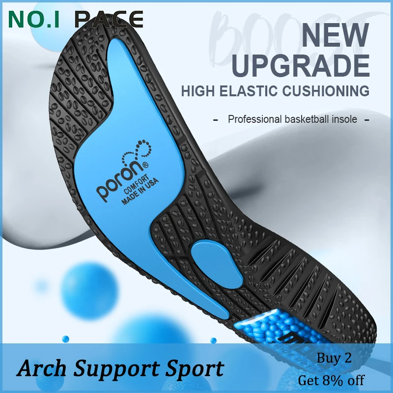 

NOIPACE Upgrade Arch Support Sports Insoles Air ZOOM Cushioning PORON Forefoot Shock-Absorption Pad Plantar Fasciitis Shoe Sole