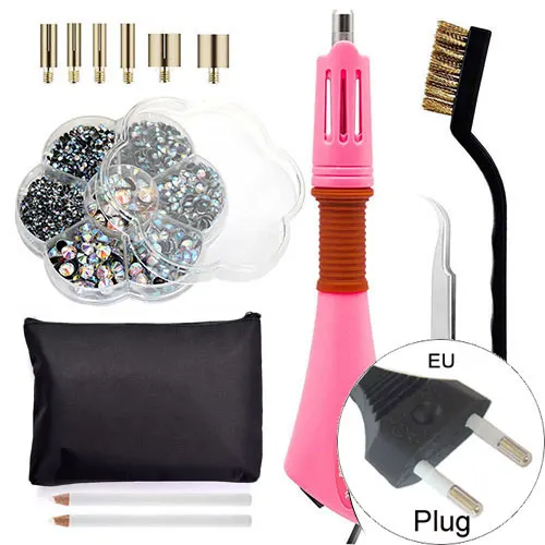 M-Pink-EU Быстро нагревается! EU/US Plug белое устройство горячей фиксации для нанесения страз розовый Железный-на горячей фиксации Стразы аппликатор палочка термофиксация инструмент Y2852 - Цвет: M-Pink-EU