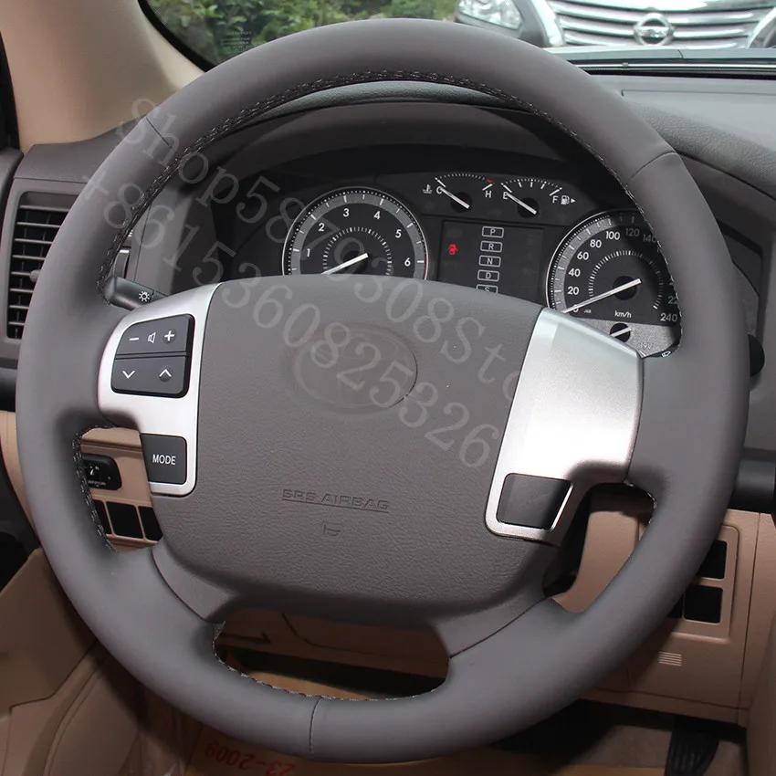 

For Volvo S80 2006-2020 4.4 V8 AWD Executive Edition Dark Gray Leather Car Steering Wheel Covers car accessories
