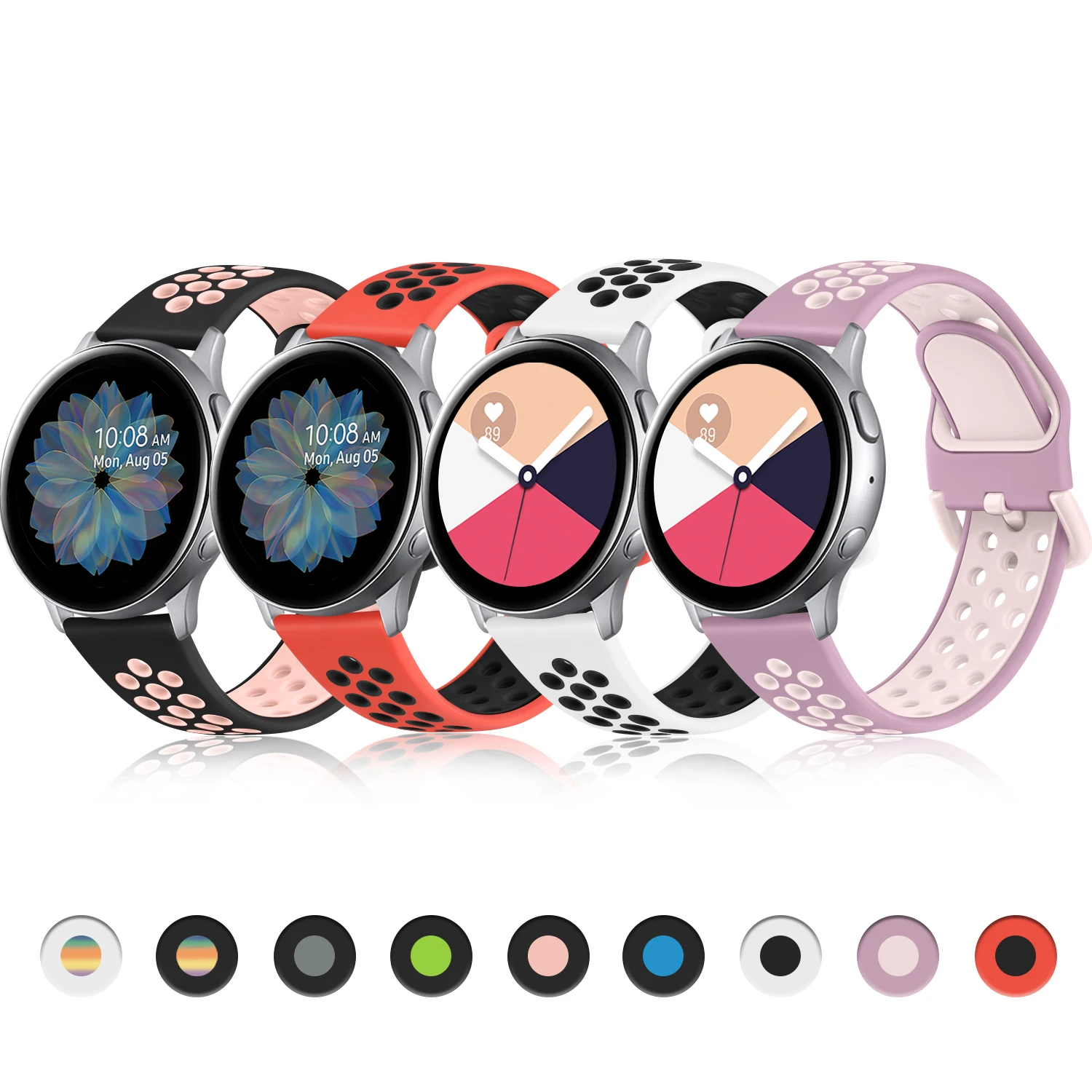 

Ремешок 20 мм для наручных часов Samsung Galaxy Watch Active 2 40 мм 44 мм, спортивный браслет для Gear, Samsung Galaxy Watch 4