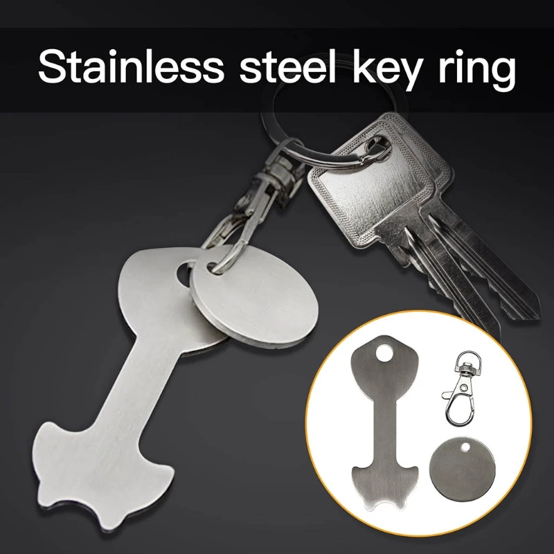 

N58F Key Ring Shopping Trolley Tokens Stainless Steel Key Chains