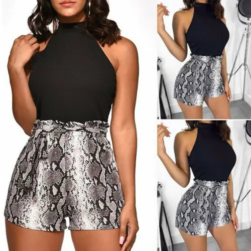 Шорты женские с высокой талией и поясом модные повседневные Стильные пляжные