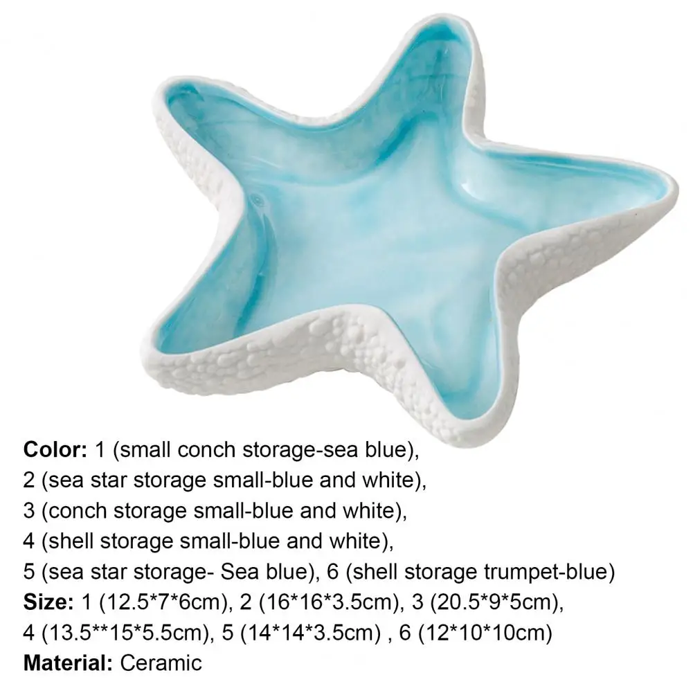 

60% Dropshipping!!Ceramic Storage Shell Shape Multi-color Starfish Decorative Shell Ceramic Storage for Key