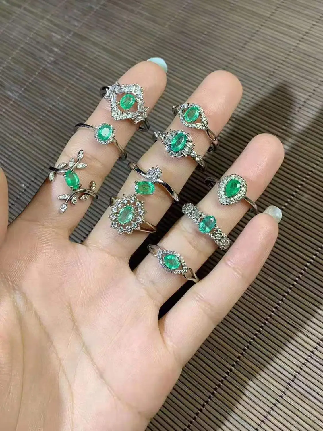 Natural High Quality Emerald Simple Ring S925 Pure Silver Fine Fashion Wedding Jewelry for Women Free Shipping | Украшения и