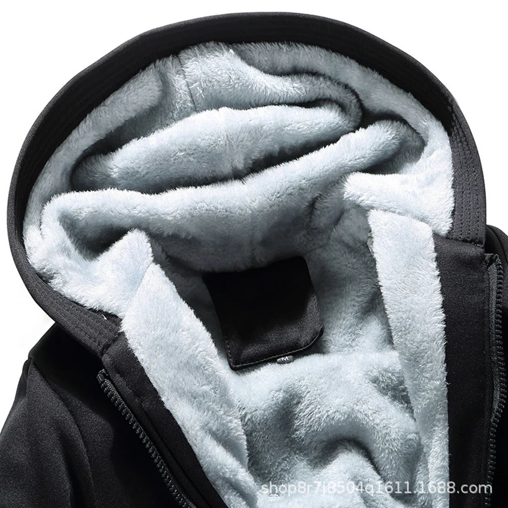 

Winter Hoodie Jacket Men Sports Thick Hoodies Sweatshirts Sports Coat Fur Lined Warm Zip Up Hoodie Casual Sweatshirt Plus Size