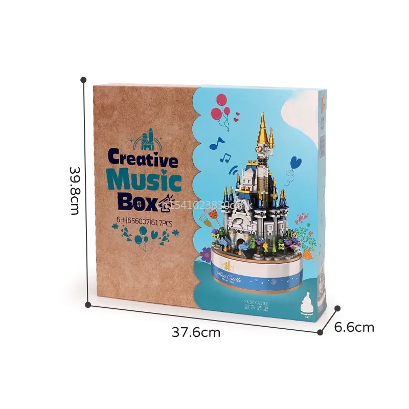 

Children's Day Gifts Rotating Music Castle Building Blocks DIY Girl's Birthday Gift Building Blocks Castle Toys 617pcs
