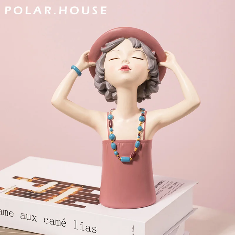 

Stylish Girl Sculpture For Summer Girl Figurines Lady Bust Modern Home Decoration Accessories Living Room Desktop Ornaments