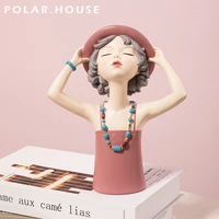 stylish girl sculpture for summer girl figurines lady bust modern home decoration accessories living room desktop ornaments