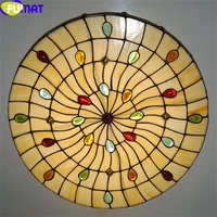 fumat tiffany style cookies ceiling lamp moon cake shape soft lighting stained glass chandeliers wall decoration light dimming