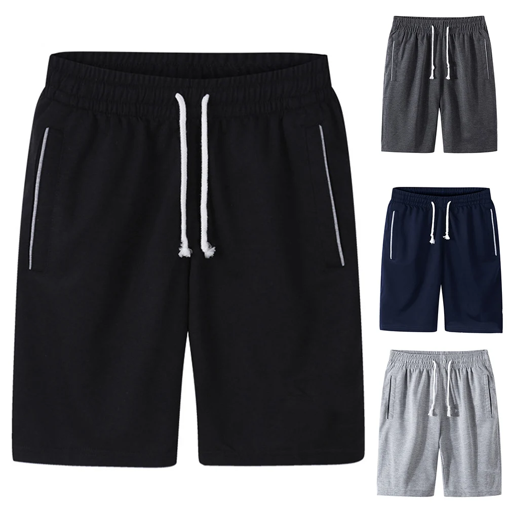 

Sports Jogging Men Plus Size Solid Color Drawstring Shorts Fitness Fifth Pants