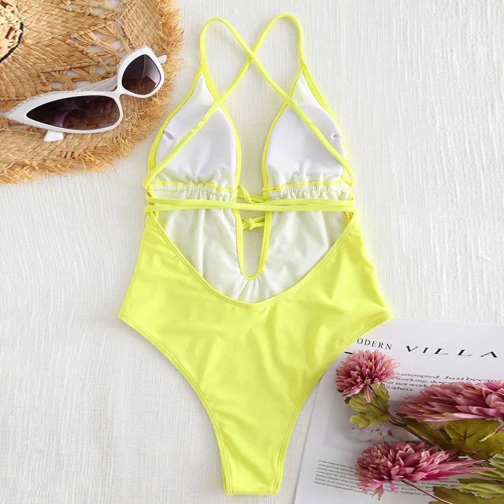 Купальник размера плюс 2020 женский цельный купальный костюм с открытой спиной и