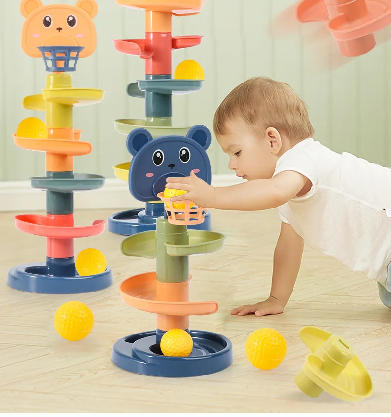 Baby Toys Track Sliding Ball Rolling Ball Pile Tower Baby Educational Sorting, Nesting & Stacking Toys 0-3 Years